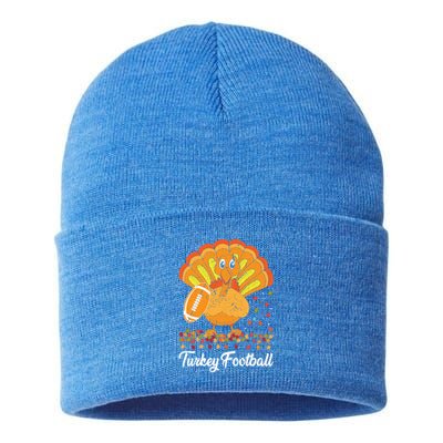 Turkey Football Turkey Football Ball Thanksgiving Sports Funny Gift Sustainable Knit Beanie