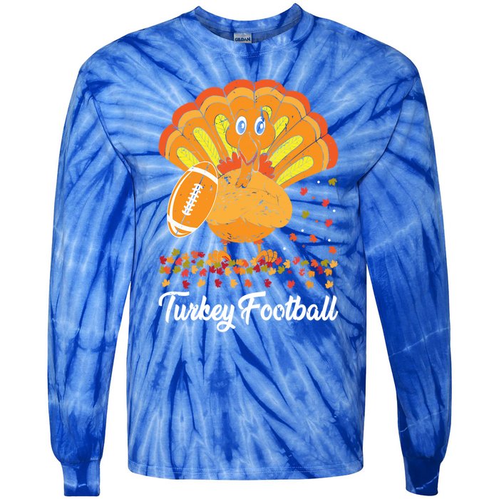 Turkey Football Turkey Football Ball Thanksgiving Sports Funny Gift Tie-Dye Long Sleeve Shirt