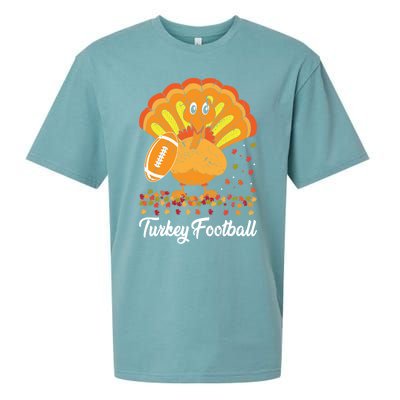 Turkey Football Turkey Football Ball Thanksgiving Sports Funny Gift Sueded Cloud Jersey T-Shirt