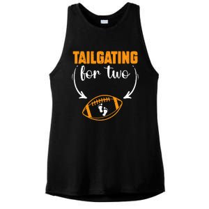 Tailgating For Two Football Thanksgiving Pregnancy Reveal Ladies PosiCharge Tri-Blend Wicking Tank