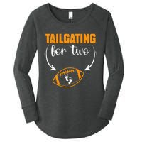 Tailgating For Two Football Thanksgiving Pregnancy Reveal Women's Perfect Tri Tunic Long Sleeve Shirt