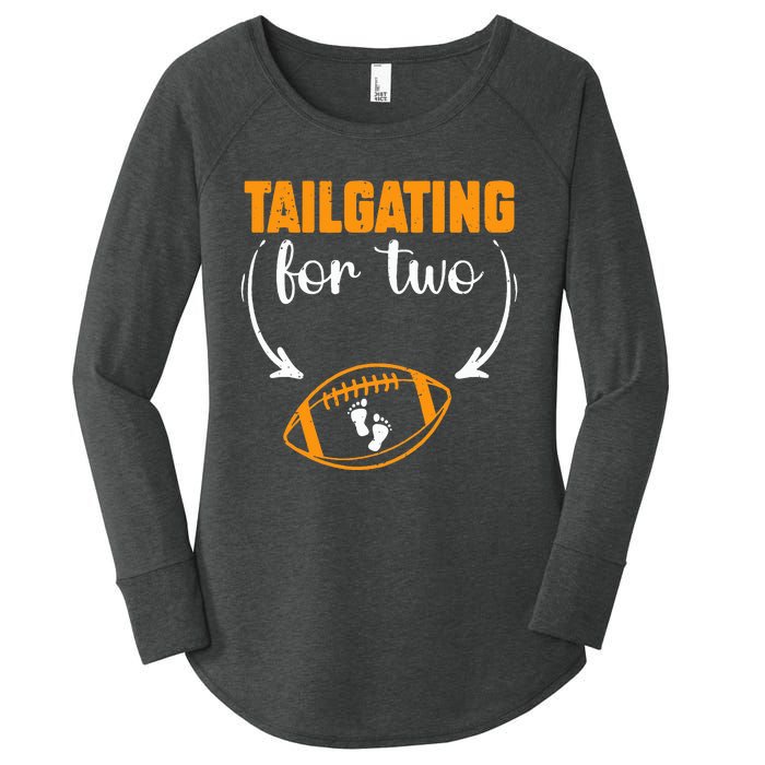 Tailgating For Two Football Thanksgiving Pregnancy Reveal Women's Perfect Tri Tunic Long Sleeve Shirt