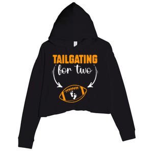 Tailgating For Two Football Thanksgiving Pregnancy Reveal Crop Fleece Hoodie