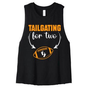 Tailgating For Two Football Thanksgiving Pregnancy Reveal Women's Racerback Cropped Tank