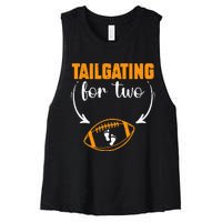 Tailgating For Two Football Thanksgiving Pregnancy Reveal Women's Racerback Cropped Tank