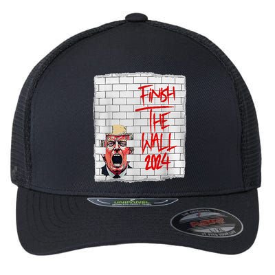 Trump Finish The Wall 2024 Flexfit Unipanel Trucker Cap