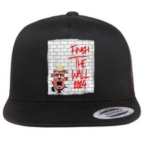 Trump Finish The Wall 2024 Flat Bill Trucker Hat