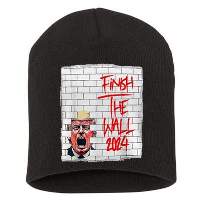 Trump Finish The Wall 2024 Short Acrylic Beanie