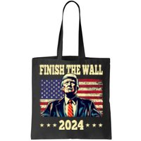 Trump Finish The Wall 2024 Vintage Us Flag Tote Bag