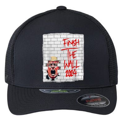 Trump Finish The Wall 2024 Flexfit Unipanel Trucker Cap