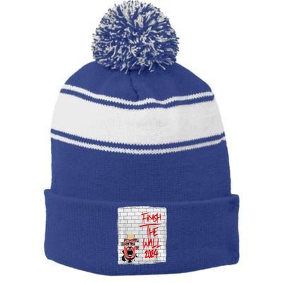 Trump Finish The Wall 2024 Stripe Pom Pom Beanie