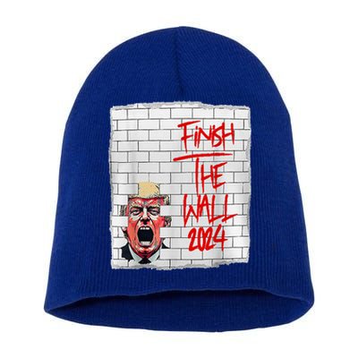 Trump Finish The Wall 2024 Short Acrylic Beanie