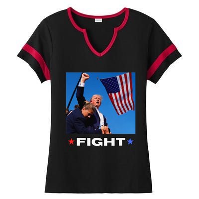 Trump Fight Ladies Halftime Notch Neck Tee