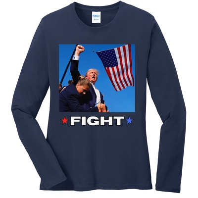 Trump Fight Ladies Long Sleeve Shirt