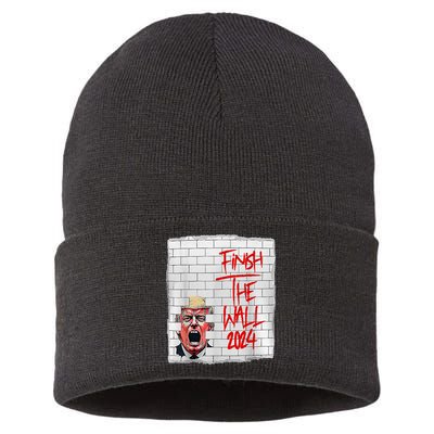 Trump Finish The Wall 2024 Sustainable Knit Beanie