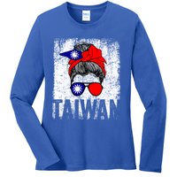 Taiwan Flag Taiwanese Retro Vintage Cute Meaningful Gift Ladies Long Sleeve Shirt