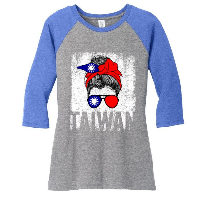 Taiwan Flag Taiwanese Retro Vintage Cute Meaningful Gift Women's Tri-Blend 3/4-Sleeve Raglan Shirt