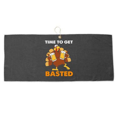 Thanksgiving Funny Turkey Time To Get Basted Great Gift Large Microfiber Waffle Golf Towel