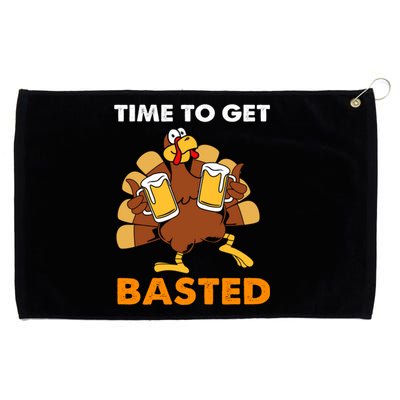 Thanksgiving Funny Turkey Time To Get Basted Great Gift Grommeted Golf Towel