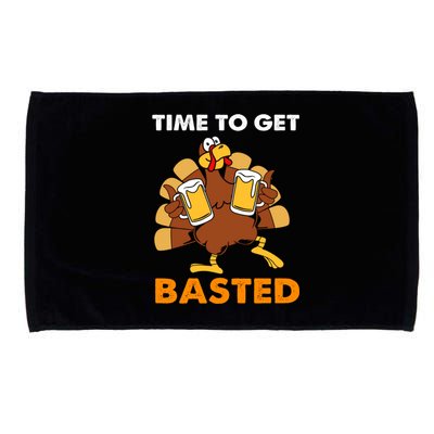 Thanksgiving Funny Turkey Time To Get Basted Great Gift Microfiber Hand Towel