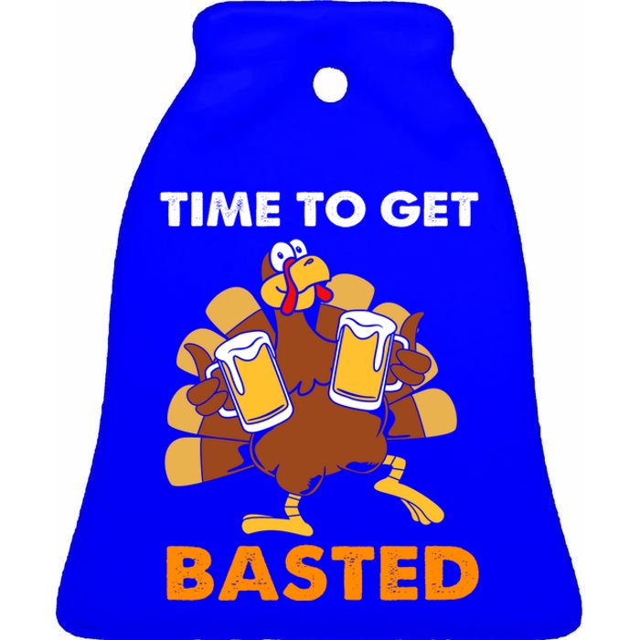 Thanksgiving Funny Turkey Time To Get Basted Great Gift Ceramic Bell Ornament