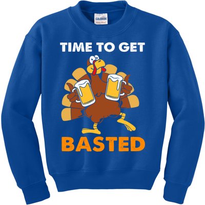 Thanksgiving Funny Turkey Time To Get Basted Great Gift Kids Sweatshirt