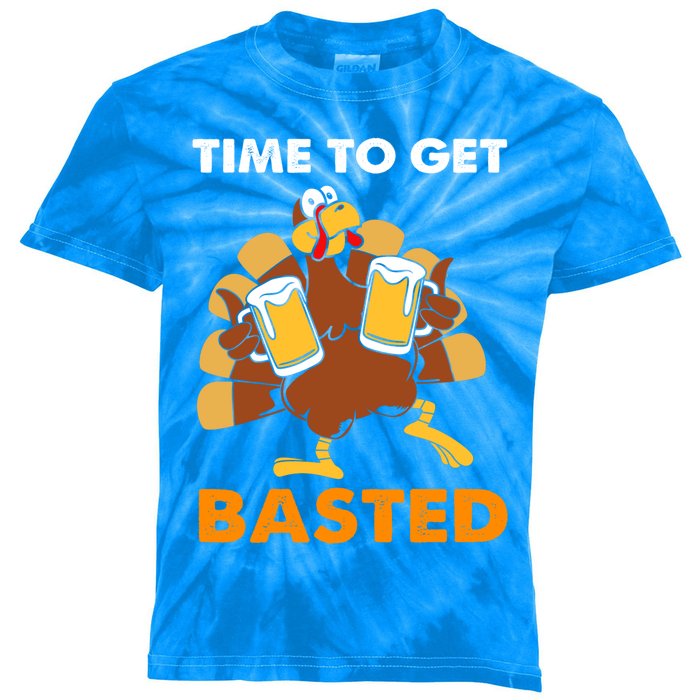 Thanksgiving Funny Turkey Time To Get Basted Great Gift Kids Tie-Dye T-Shirt