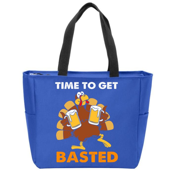 Thanksgiving Funny Turkey Time To Get Basted Great Gift Zip Tote Bag