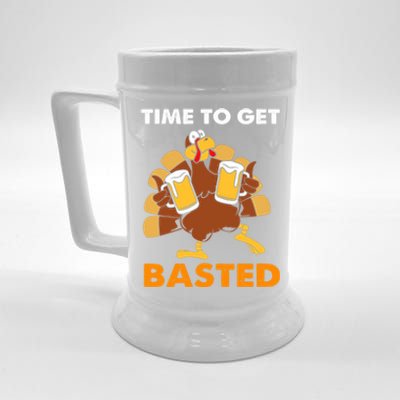 Thanksgiving Funny Turkey Time To Get Basted Great Gift Beer Stein