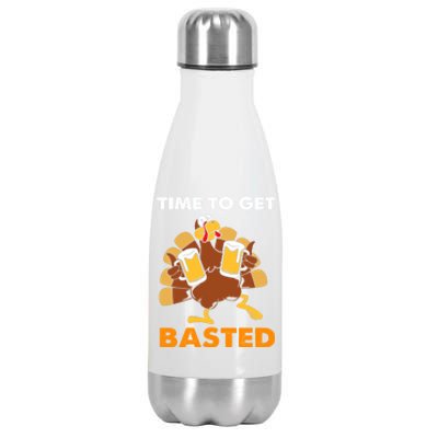 Thanksgiving Funny Turkey Time To Get Basted Great Gift Stainless Steel Insulated Water Bottle