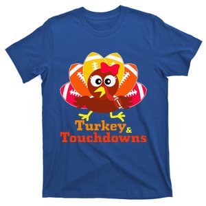 Thanksgiving Football Turkey And Touchdowns Funny T-Shirt