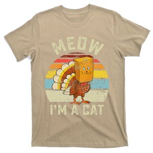 Thanksgiving Funny Turkey Fake Cat Retro Women T-Shirt