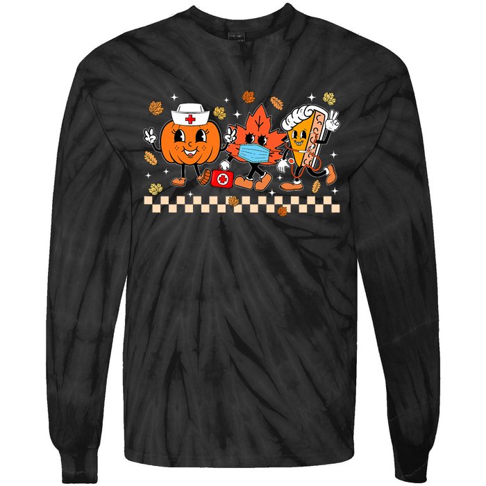 Thanksgiving Fall Thankful Nurse Pumpkin Pie Nursing Student Tie-Dye Long Sleeve Shirt