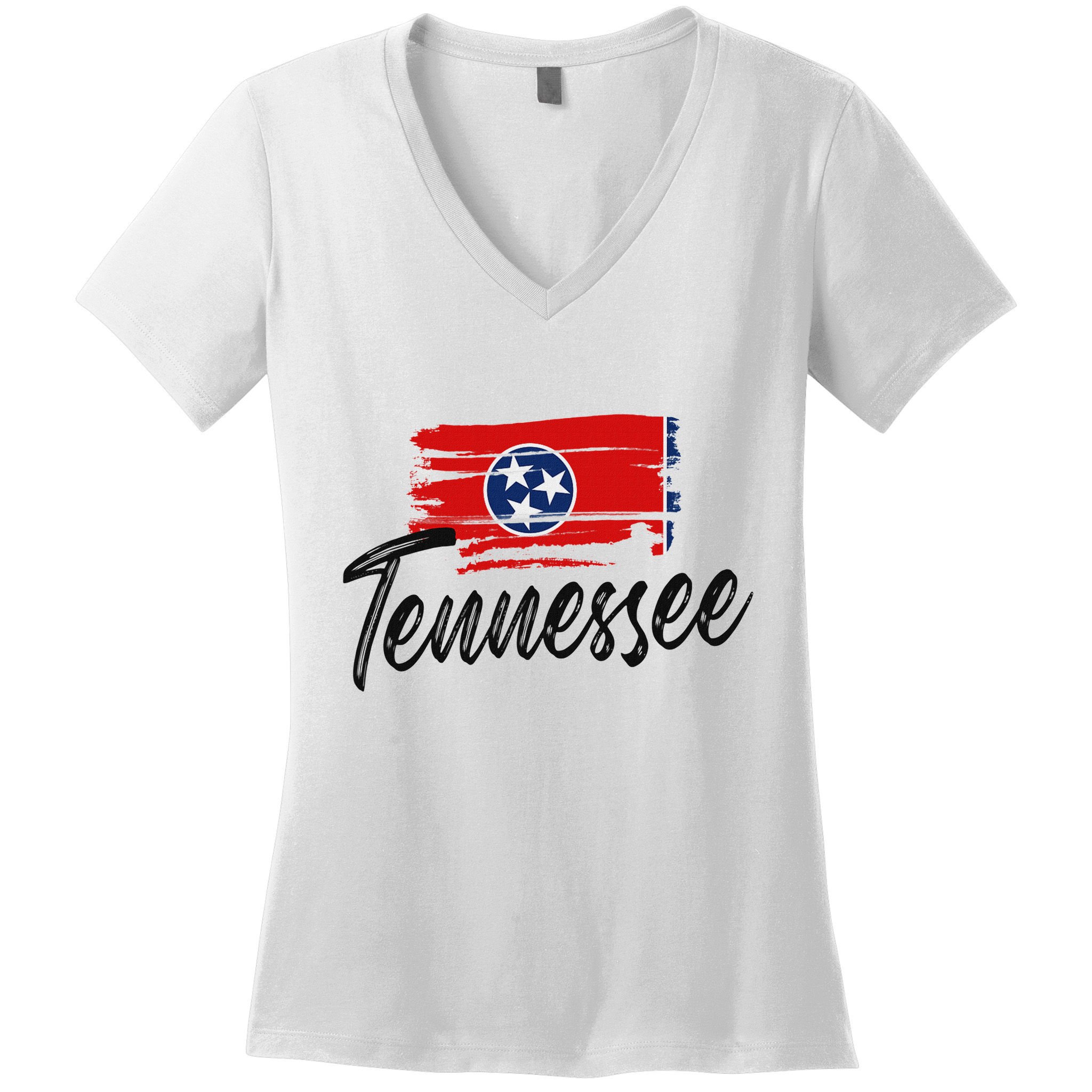 Tennessee Flag Tennessean Tennessee Flag State Pride Women's V-Neck T-Shirt