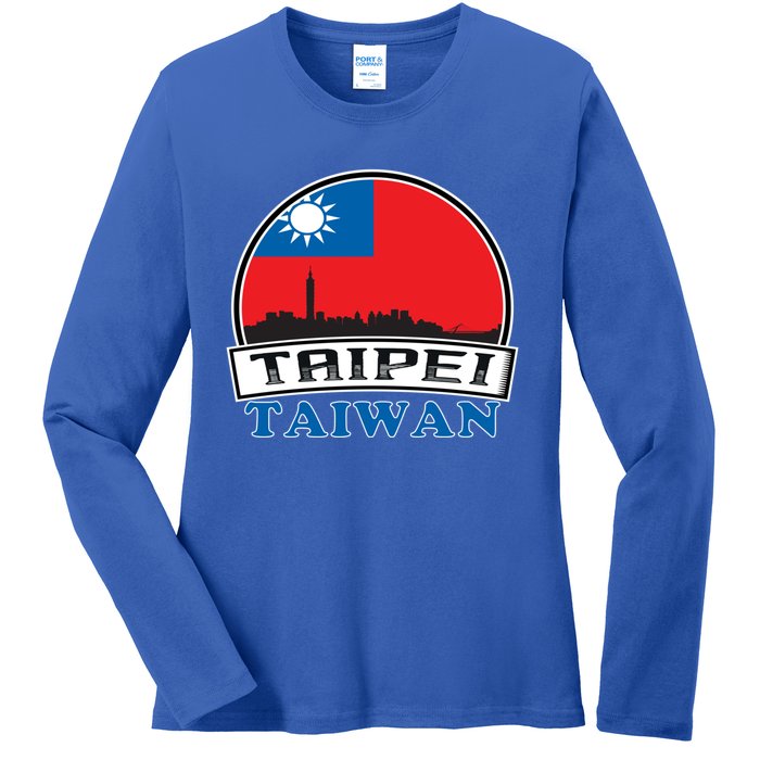 Taiwan Flag Taiwanese Taipei City Funny Cute Gift Ladies Long Sleeve Shirt