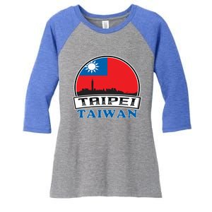 Taiwan Flag Taiwanese Taipei City Funny Cute Gift Women's Tri-Blend 3/4-Sleeve Raglan Shirt