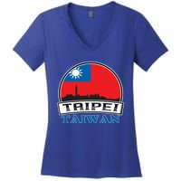 Taiwan Flag Taiwanese Taipei City Funny Cute Gift Women's V-Neck T-Shirt