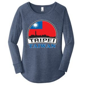 Taiwan Flag Taiwanese Taipei City Funny Cute Gift Women's Perfect Tri Tunic Long Sleeve Shirt