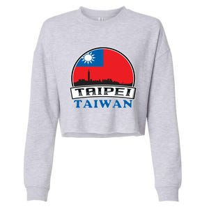 Taiwan Flag Taiwanese Taipei City Funny Cute Gift Cropped Pullover Crew