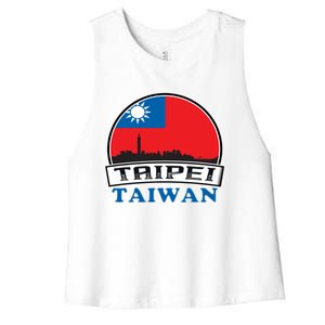 Taiwan Flag Taiwanese Taipei City Funny Cute Gift Women's Racerback Cropped Tank