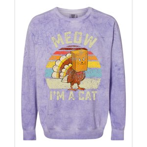 Thanksgiving Funny Turkey Fake Cat Retro Colorblast Crewneck Sweatshirt