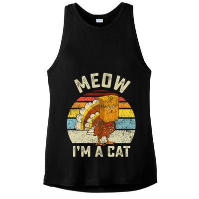 Thanksgiving Funny Turkey Fake Cat Retro Ladies PosiCharge Tri-Blend Wicking Tank