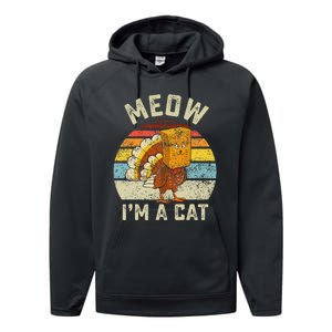 Thanksgiving Funny Turkey Fake Cat Retro Performance Fleece Hoodie