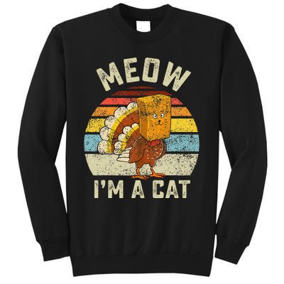 Thanksgiving Funny Turkey Fake Cat Retro Sweatshirt