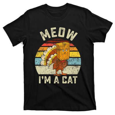 Thanksgiving Funny Turkey Fake Cat Retro T-Shirt