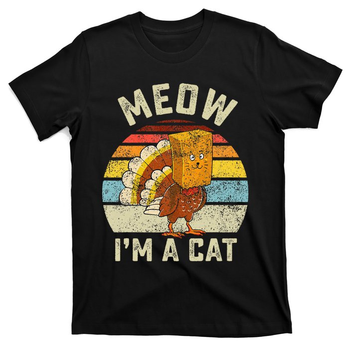 Thanksgiving Funny Turkey Fake Cat Retro T-Shirt