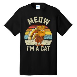 Thanksgiving Funny Turkey Fake Cat Retro Tall T-Shirt