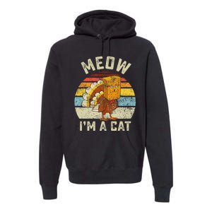 Thanksgiving Funny Turkey Fake Cat Retro Premium Hoodie