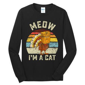 Thanksgiving Funny Turkey Fake Cat Retro Tall Long Sleeve T-Shirt