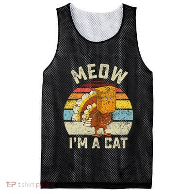 Thanksgiving Funny Turkey Fake Cat Retro Mesh Reversible Basketball Jersey Tank